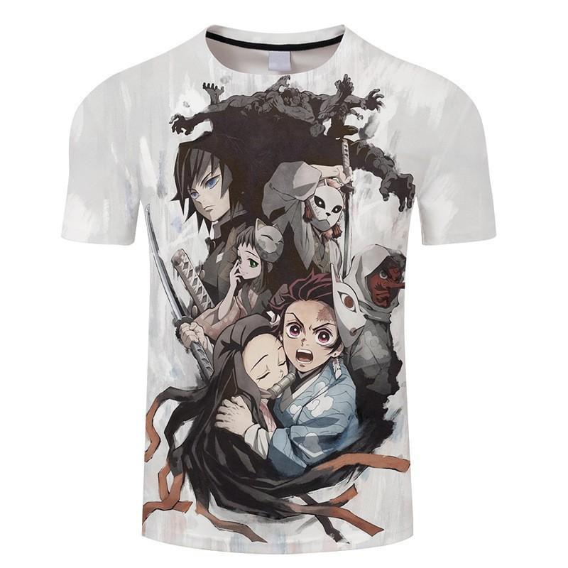 MINISO Anime Demon Slayer 3D T-shirt with Digital 3D Printing Short Sleeved Men's and Women's Couple T-shirt