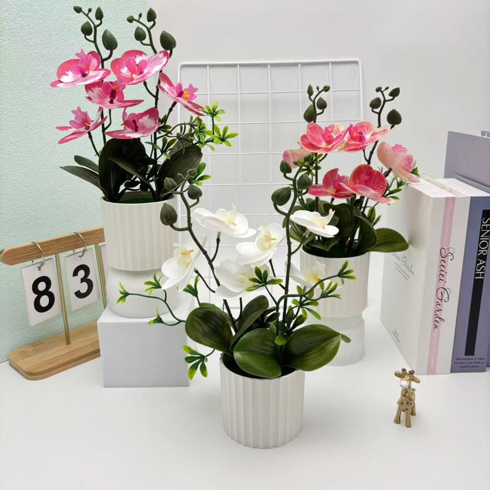 Fake Butterfly Orchid Flower With Pot For Indoor Home Decor And Greenery Enhancement