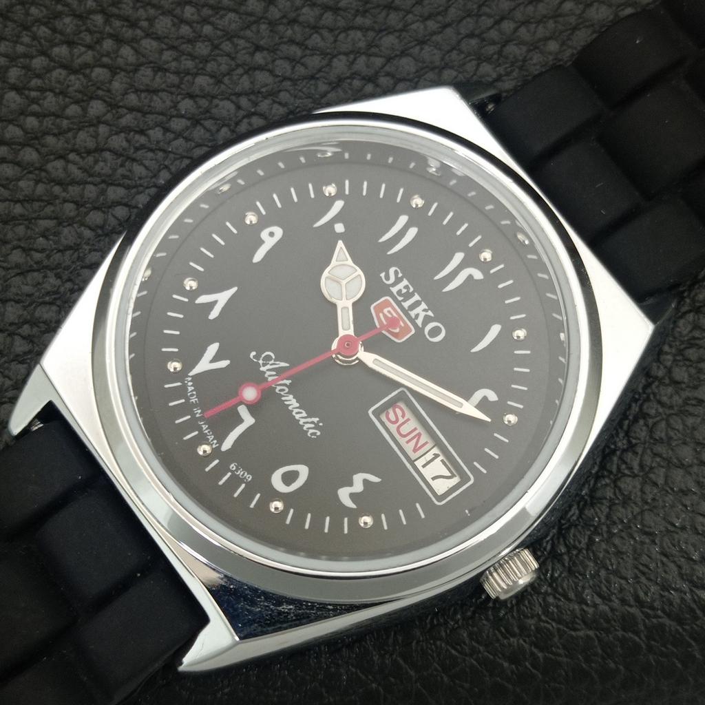 ВИНТАЖНЫЕ ОТРЕМОНТИРОВАННЫЕ МУЖСКИЕ ЧАСЫ SEIKO 5 AUTOMATIC 6309A ЯПОНИЯ ЧЕРНЫЕ a442616-1