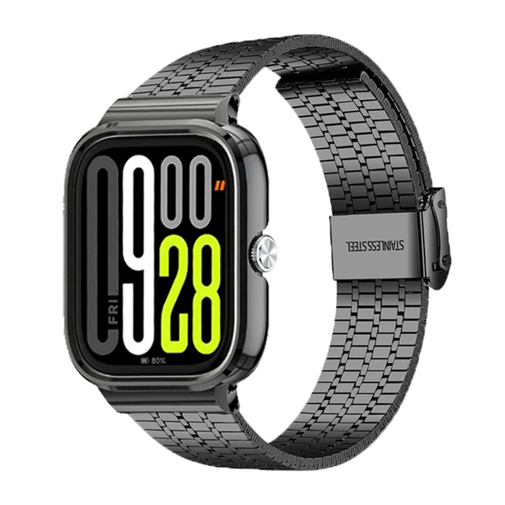 For Xiaomi Redmi Watch 5/4 Integrated Watch Band with Metal Watch Frame 7-Bead Double Clasp Stainless Steel Strap