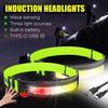 Waterproof COB LED Headlamp Powerful Wave Sensor LED Headlight USB Rechargeable Head Lamp  Hiking