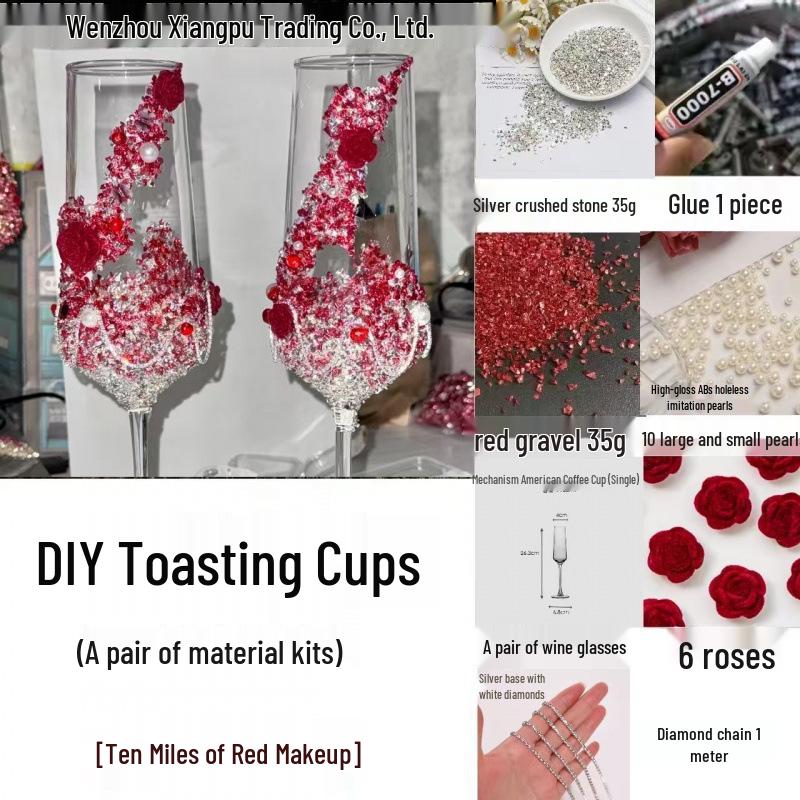 Фиолетовая кисточка Мозаика Бабочка Бокал для тостов с шампанским Набор для самостоятельной сборки для свадеб