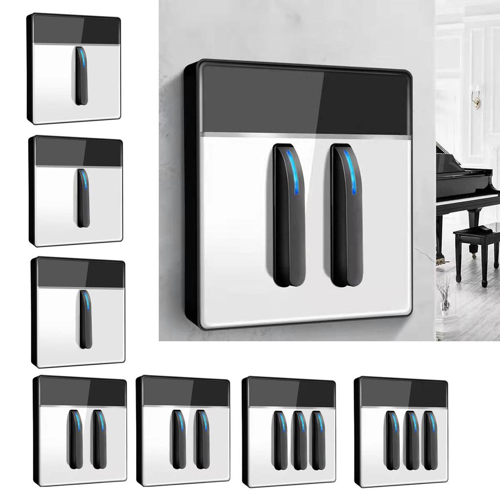 Wall Button Light Switches Tempered Glass Panel LED Switches 1/2/3 Gang Wall Glasses Panel Switches with Led Indicator