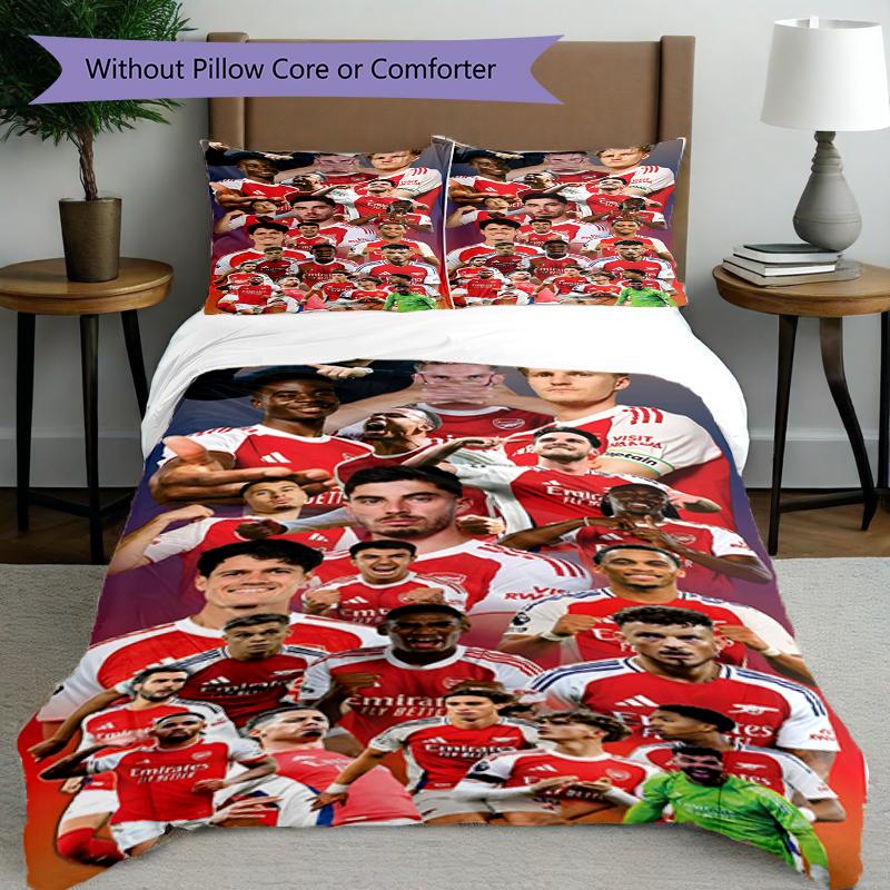 3pcs Duvet Cover Set (1*Duvet Cover + 2*Pillowcase, Without Core),football team.C Print Bedding Set, Bedroom Decor, All‑Season, Birthday Gift