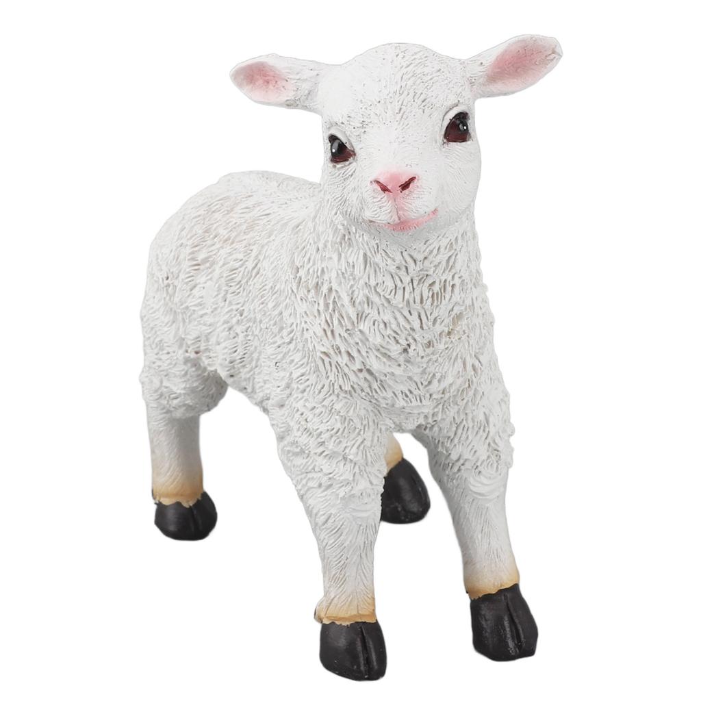 Статуэтка овцы ручной работы, реалистичная фигурка в форме ягненка, смола, садовая скульптура для внутреннего и наружного украшения