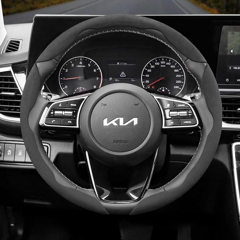 Подходит для Kia Нескользящая Пряжка Сегментированная Замшевая Накладка на Руль Подходит для Ceed Jd Picanto Sportage 3 Rio 4 Ev3 Cerato 2 Stonic Xceed Morning