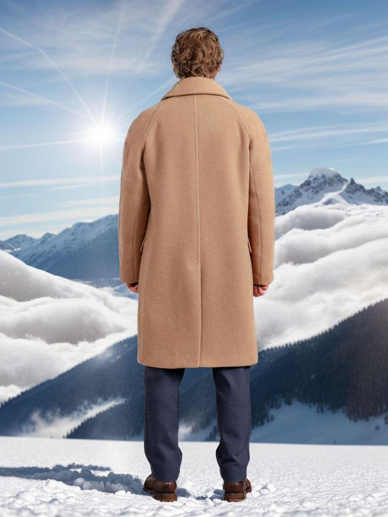 В наличии: Мужское ретро однобортное длинное шерстяное пальто - Коллекция Осень/Зима