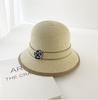 Stylish Straw Paper Beach Sun Hat In Khaki Beige Black And White Colors