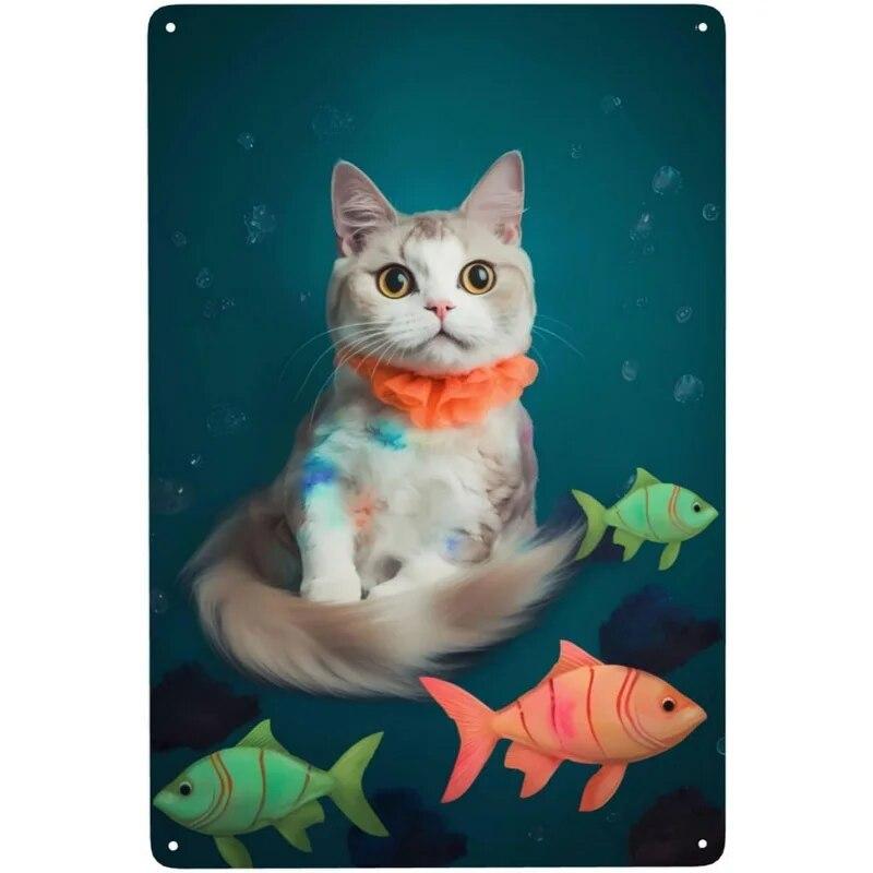 Нет кофе, нет работника, кот, металлические жестяные таблички, подарок для любителей кошек, винтажная табличка, металлический человек, пещерный бар, паб, клуб, кафе, украшение на стену дома