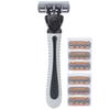 Six Blade Razor Stainless Steel Portable Blade Shaving Razor with ABS Handle for Men