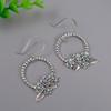 Полый круглый дизайн с цветочным декором, висячие серьги с инкрустацией синтетическими драгоценными камнями, ретро богемный стиль, нежный женский подарок