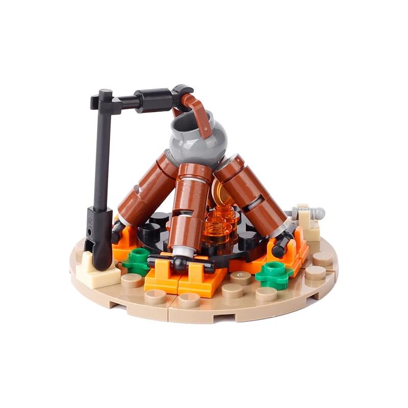 MOC Средневековый Город Строительный Блок Кухня Дом Мебель Спальня Столовая Фигурки Солдат Шлем Сборка Кирпичи для Скота Игрушки