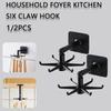 1/2шт. Вращающиеся на 360 градусов кухонные крючки, складной настенный держатель, многоцелевой крючок, самоклеящийся крючок, стойка для посуды с 6 крючками