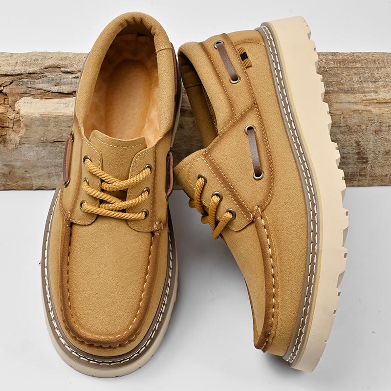 Мужские повседневные замшевые туфли на толстой подошве, туфли-лодочки на платформе для прогулок на свежем воздухе, походов, альпинизма