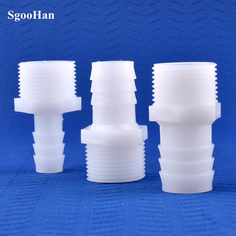 10pcs/lot PE Pagoda Direct Connector G1/2" 3/4" Male Thread To 4~25mm Barb Joints Aquarium Adapter Air Pump Tube Connector Micro Irrigation Hose Joint