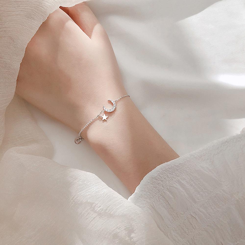 Стразы модные ювелирные изделия звезда S925 женский браслет для девочек луна кулон браслеты