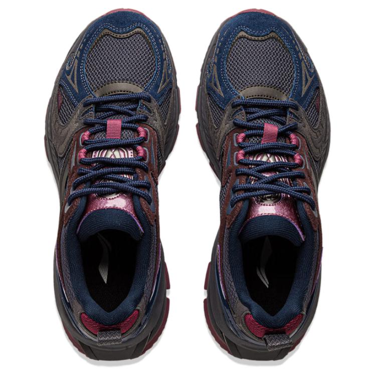 Li Ning Project Fabric Synthetic Leather C+ Comfortable Versatile Non-Slip Wear-Resistant Low-Top Casual Shoes Women Sneaker Blue Red AGCU174-6