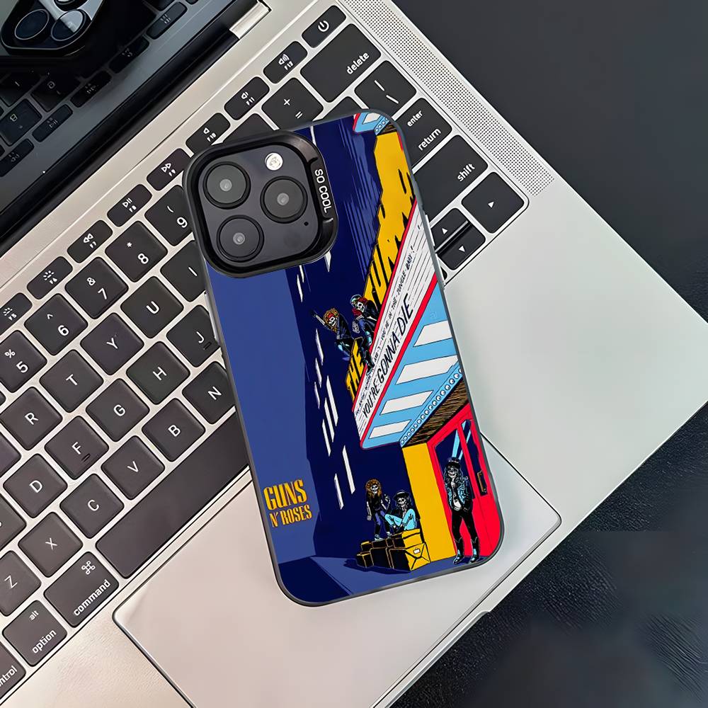 Чехол для телефона G-Guns N Roses Для iPhone 17,16,15,14,13,12,11,Pro,XS,Max,Plus,Mini,SE Черный Конфетный Матовый Ударопрочный Чехол