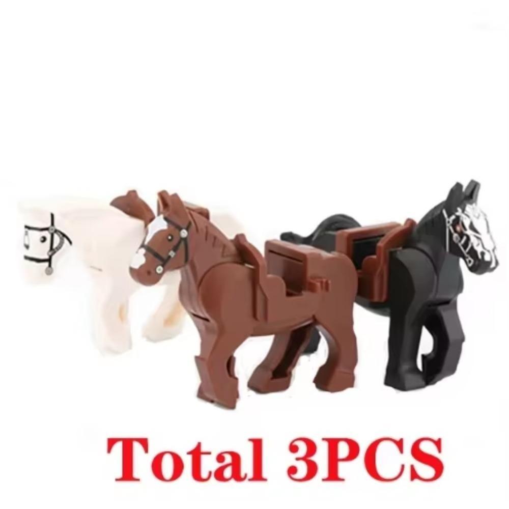 Средневековый MOC Боевой конь Строительные блоки Волк Рыцарь Фигурка Монстр Дикое животное Лиса Жираф Воробей Ворона Панда Модель Кирпич Игрушка K055