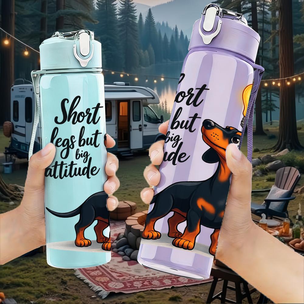 1PC Light Bulb Dachshund Quote Text 750ml Color Plastic Water Bottle Leakproof Flip Straw Lid For Sports Office Home Use
