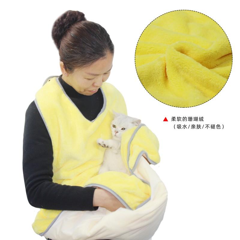 Microfiber Pet Grooming Apron Dog Cat Bathing Waterproof Vet Clinic Salon Use Light Blue Yellow Gray