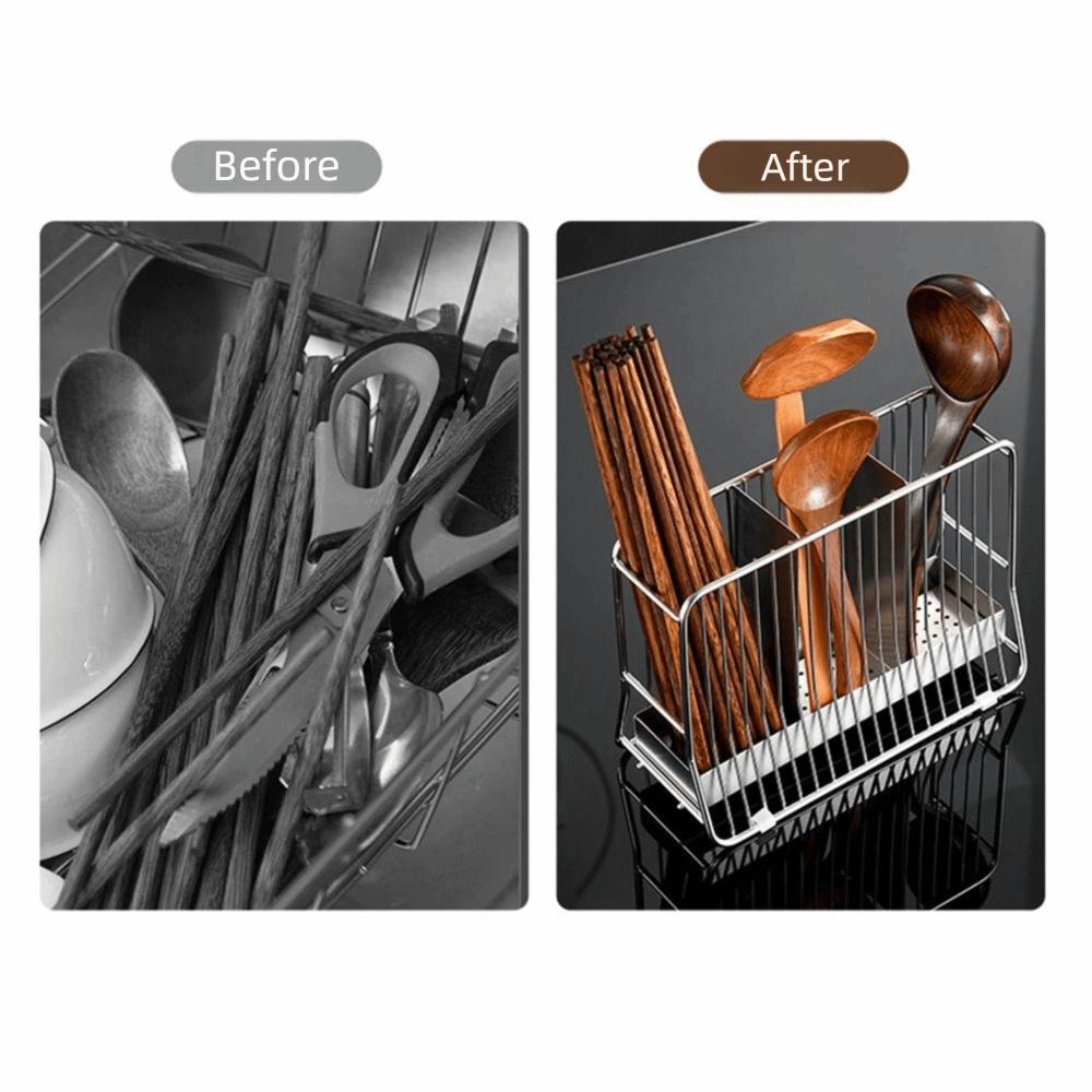 Large Capacity Stainless Steel Chopstick Bucket Moisture-proof Ventilated Chopstick Cage Anti-slip Space Saving