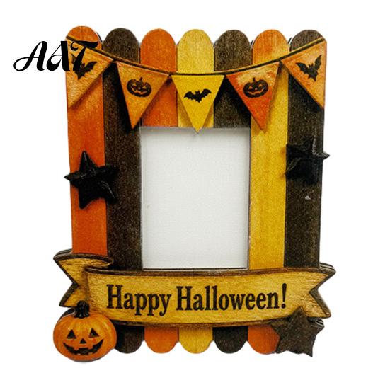 Lightweight Wood Frame Halloween Wooden Photo Frame, Cute Ghost Butterfly Cat Tabletop Decor Home Office Decoration with Stand, Sweet Kawaii