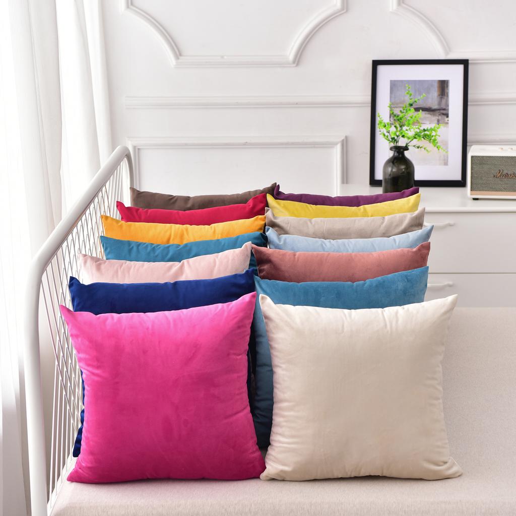 Solid Color Velvet Cushion Cover Candy Color Pillow Case For Sofa Car Home Decorative Pillow Cover Decoration 50*50 55*55