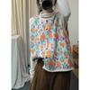2025 Autumn Women Sleeveless Buttons Vest Sweaters Style Printing Knitting Casual Loose Sweater