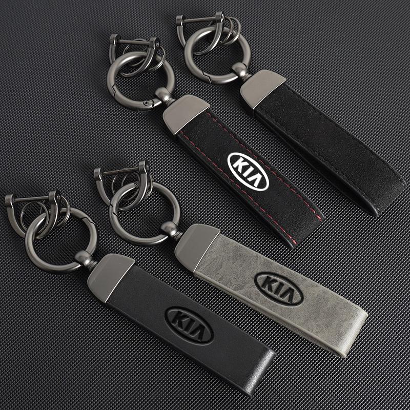 NAQF7 Leather Car styling Keychain Ring For Kia Rio Picanto Sportage Niro Morning Ceed ProCeed Stonic KN Car Decoration Accessories