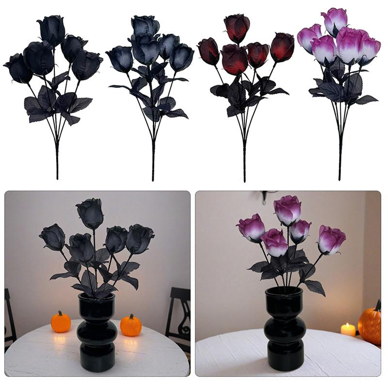 1 шт. Реалистичные шелковые черные розы Фотофон Цветы Готический домашний декор Имитация черной розы 36 см