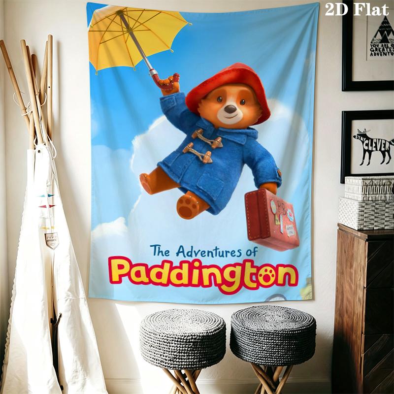 Paddington Bear Wall Tapestry Aesthetic Wall Hanging Printed Fabric Blanket Decorative Tapestries for Bedroom Living Room Home Decor