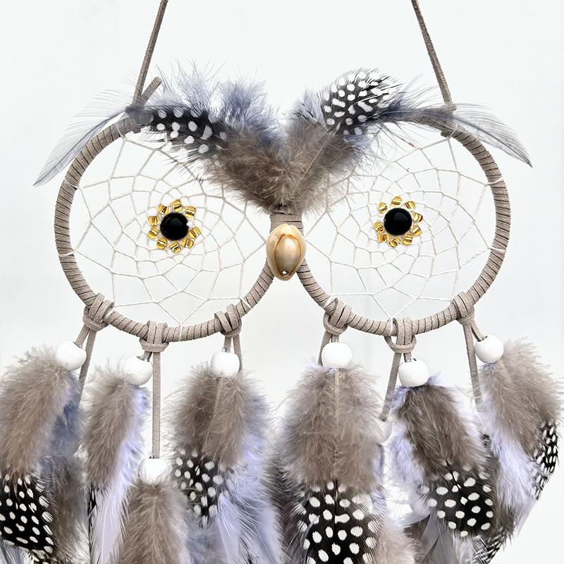 Сова Ловец снов Перо Колокольчики для девочек Комната Спальня Настенные украшения День рождения Фестиваль Подарки Украшение дома Ремесла