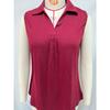 Summer Solid Color Polo Loose T-shirt Top Women's Sleeveless Tank Tops