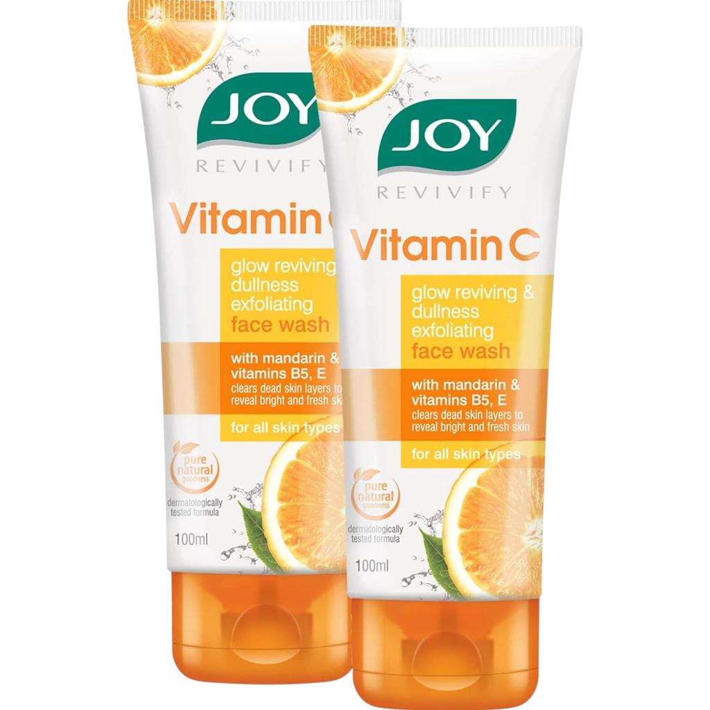 JOY Vitamin C Brightening Face Wash 100ml Pack of 2 For Glowing, Radiant Skin and Spot Reduction
