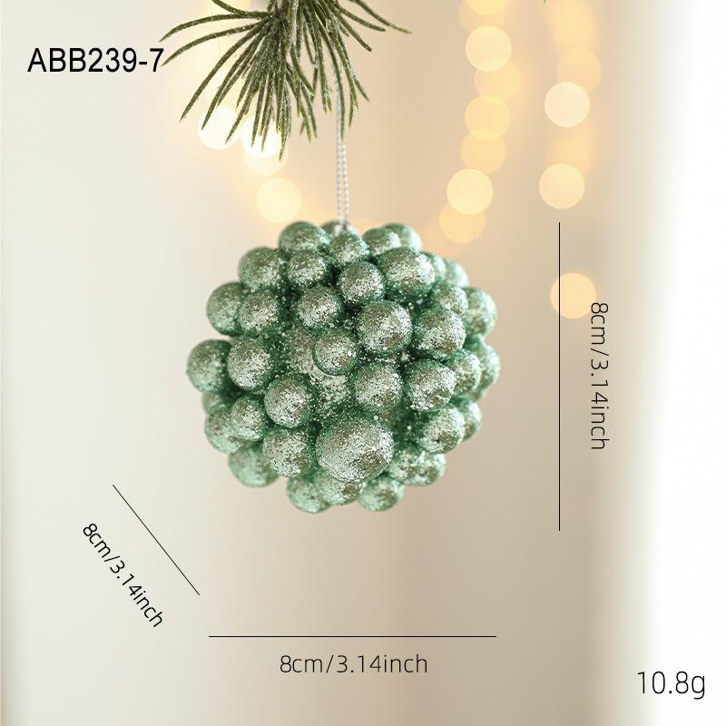 New green foam Christmas ball heterosexual pendant bright glitter sticky powder Christmas tree hanging ball decorative pendant arrangement