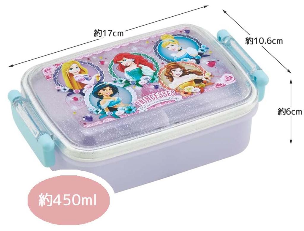 Skater Lunch Single Disney Princess 24 Made in Japan Kids' Box, Tier, 450ml, Dome-Shaped, Design, Antibacterial, (RBF3ANAG-A)