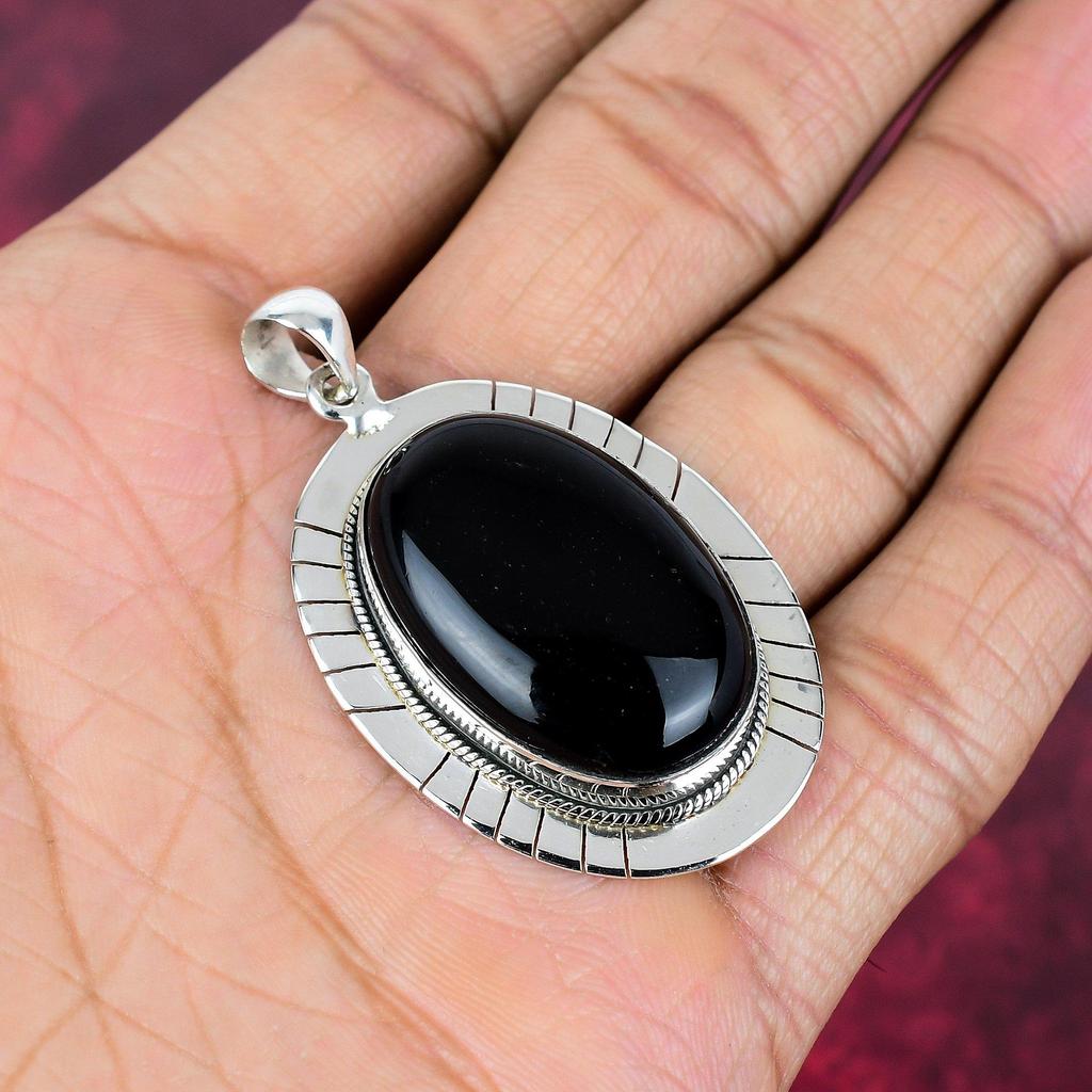 Black Onyx Jewelry, 925 Solid Sterling Silver Pendant Handmade Gemstone Jewelry, Gifts For Wife Brand New Pendant