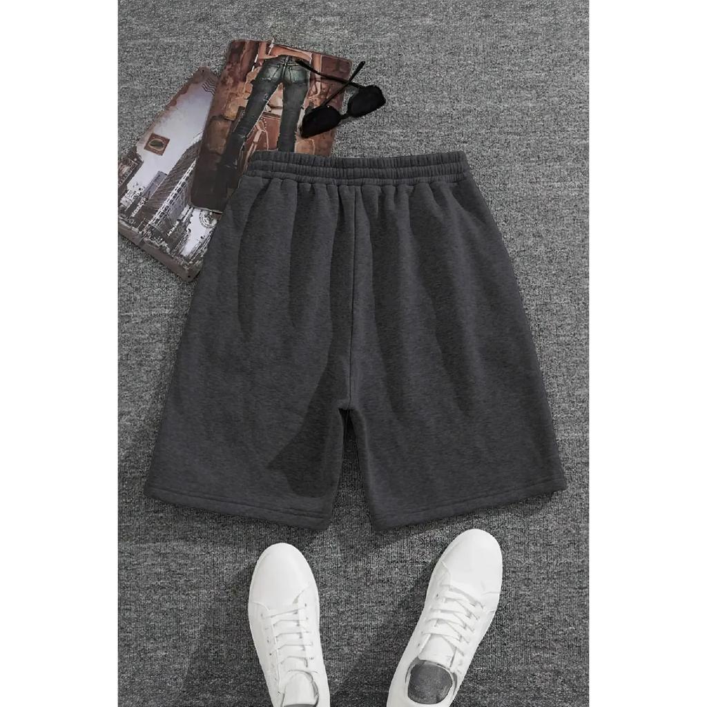 Черные дымчато-серые женские шорты из трех частей без принта