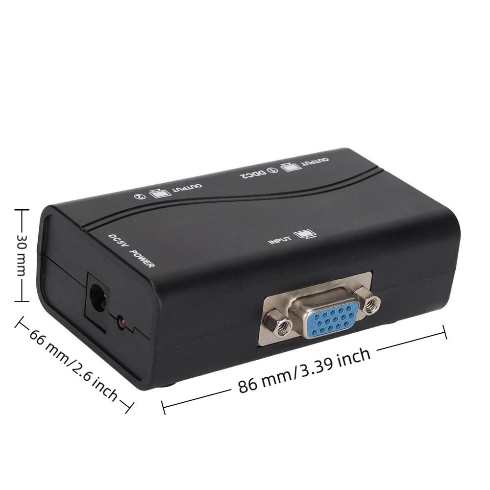 1 in 2 Out VGA Splitter 250MHz Video Distribution Duplicator VGA Splitter Amplifier Laptop