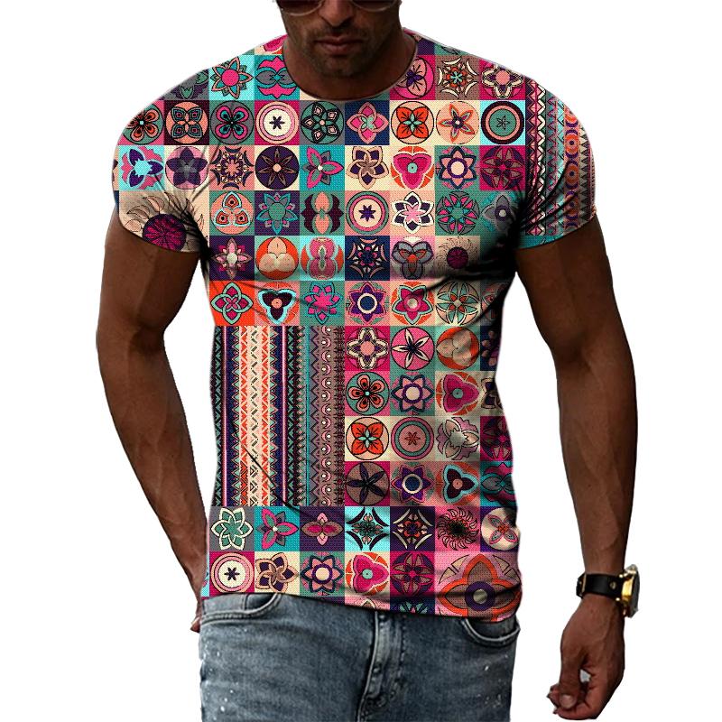 Летняя модная национальная характеристика 3D-печать графика личность хип-хоп культура мужчины круглый вырез короткий рукав футболка