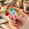 Clicky Button Stress Toy Christmas Mechanical Keyboard Fidget Keychain, Push Relief Tactile Feedback Tool with Reindeer Bell Charm, Backpack Accessory