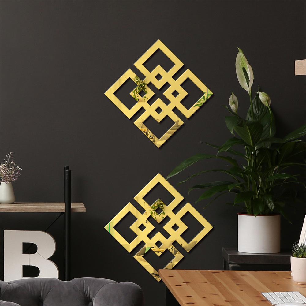 4/8/12pcs Geometry Mirror Wall Sticker Acrylic Square Wall Decals Self-adhesive Decorative Stickers DIY Room Home Decor