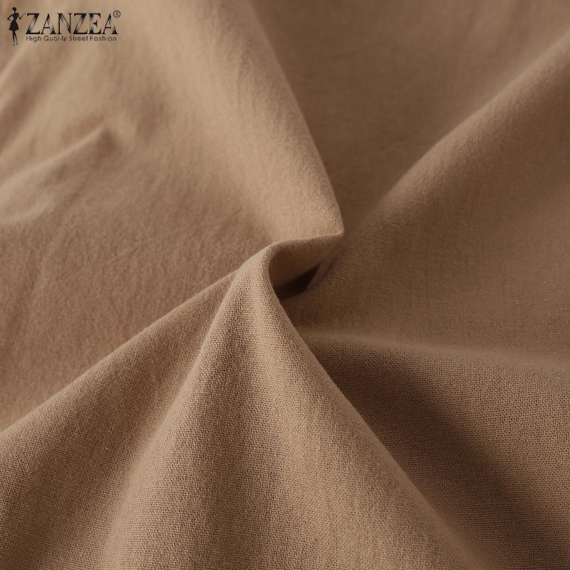 ZANZEA Женские летние рубашки с круглым вырезом без рукавов на завязках