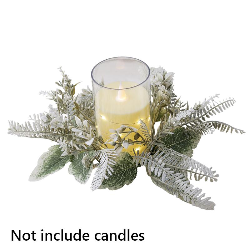 1PC For Candlestick Garland Wreath Artificial Greenery Wreath Fake Leaves Candle Ring Vintage