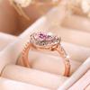 Сверкающее циркониевое сердце, обручальное кольцо для женщин, романтическое предложение, ювелирные изделия, цвет розового золота, подарок