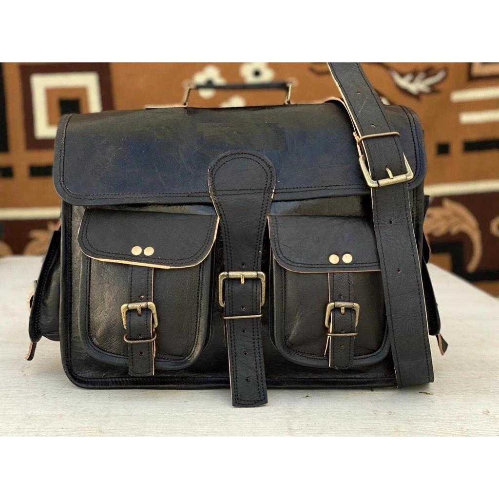 Leather Vintage Messenger Shoulder Laptop Briefcase Bag (Men and Women Bags)