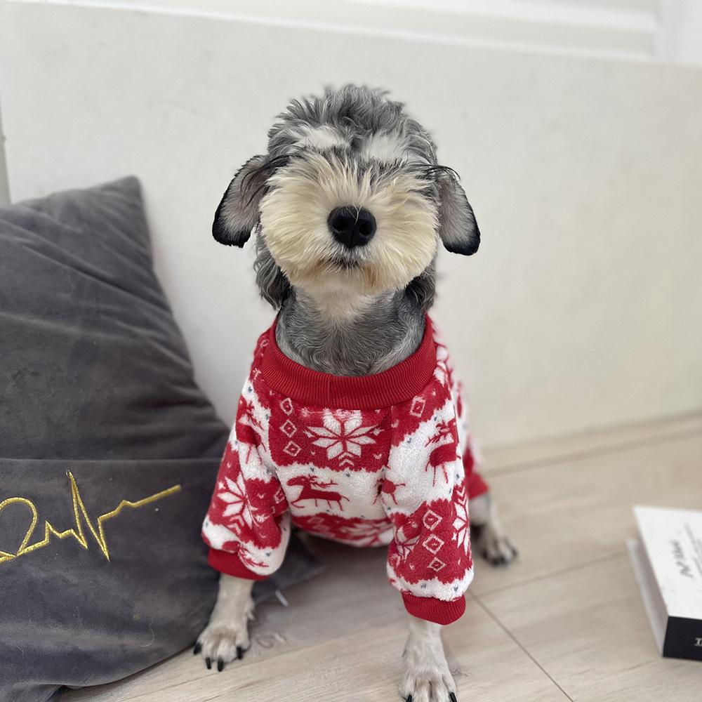 Christmas Puppy Dog Sweater for Small Dogs Winter Warm Pet Velvet Clothing Schnauzer Poodle Pullovers Hoodies mascotas Clothes