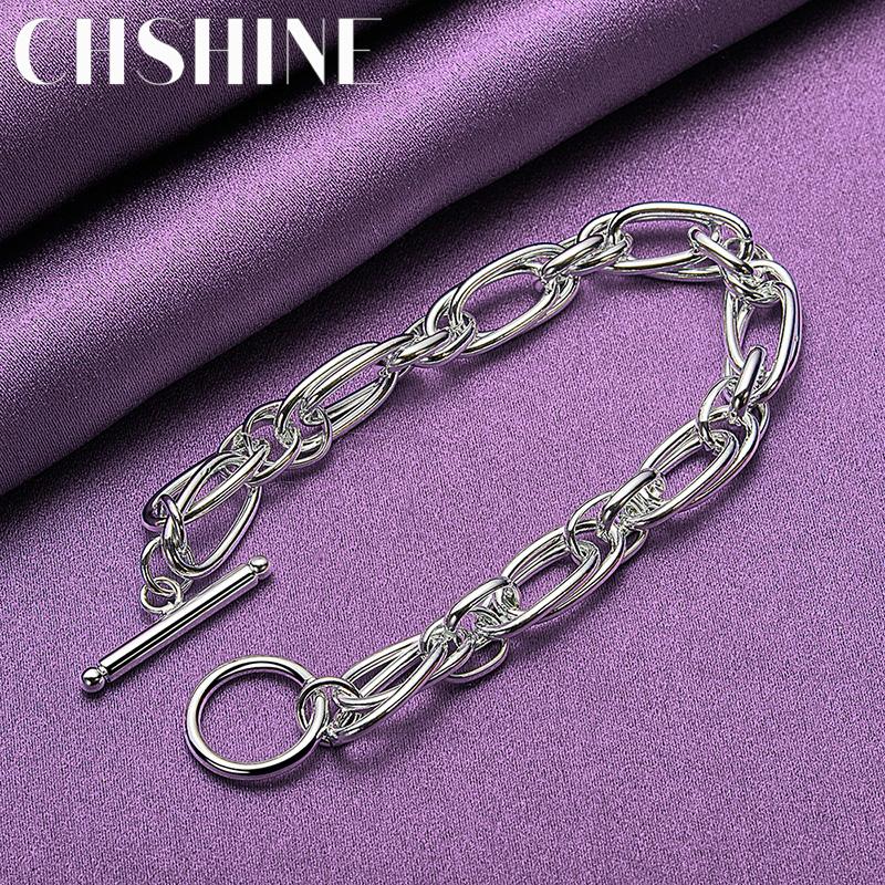 CHSHINE 925 стерлингового серебра двойной браслет-цепочка для женщин модные ювелирные изделия с подвесками
