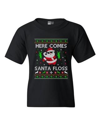 Here Comes Santa Floss Dance Christmas Funny DT Youth Kids T-Shirt Tee Unisex T-Shirt